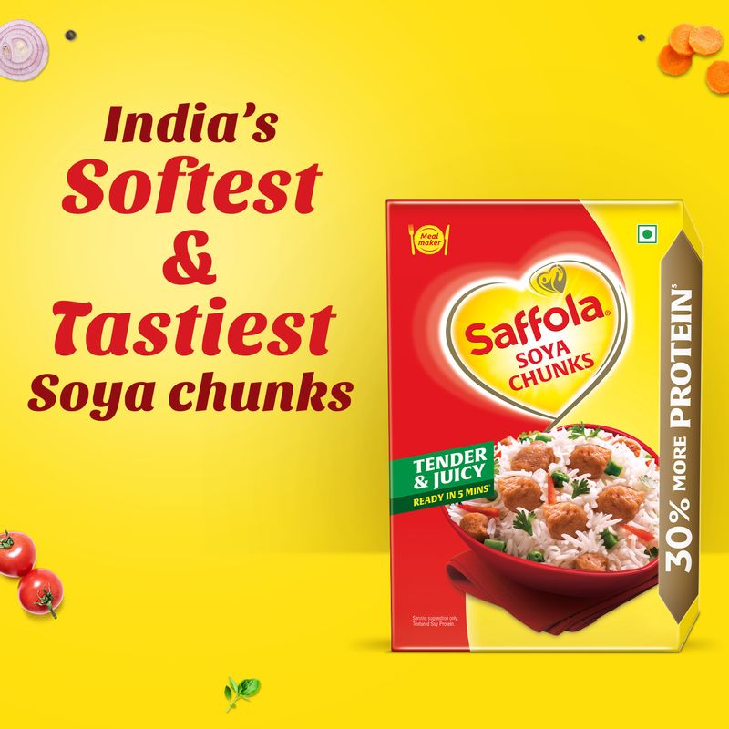 Saffola Soya Chunks, Tender & Juicy, 53% Protein, 200g