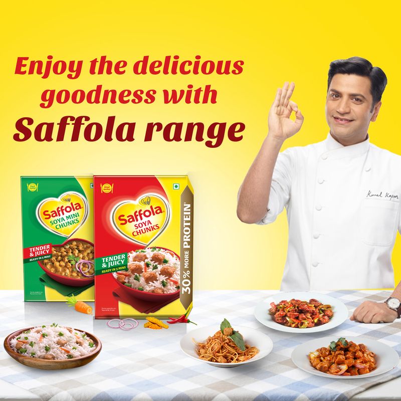 Saffola Soya Chunks, Tender & Juicy, 53% Protein, 200g