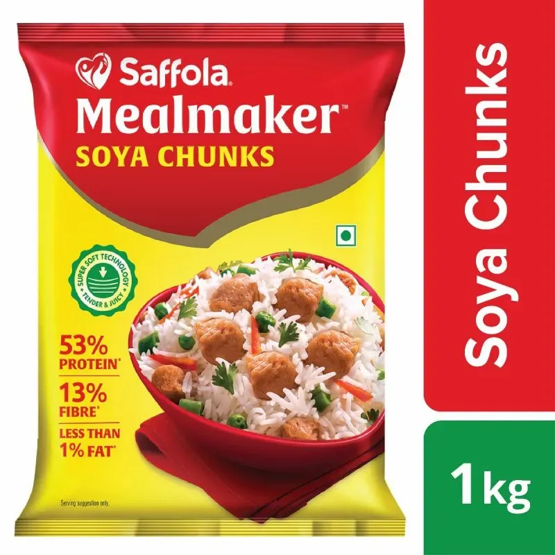 Saffola Mealmaker Soya Chunks 1kg + Fittify Pista Almond Shake B1G1