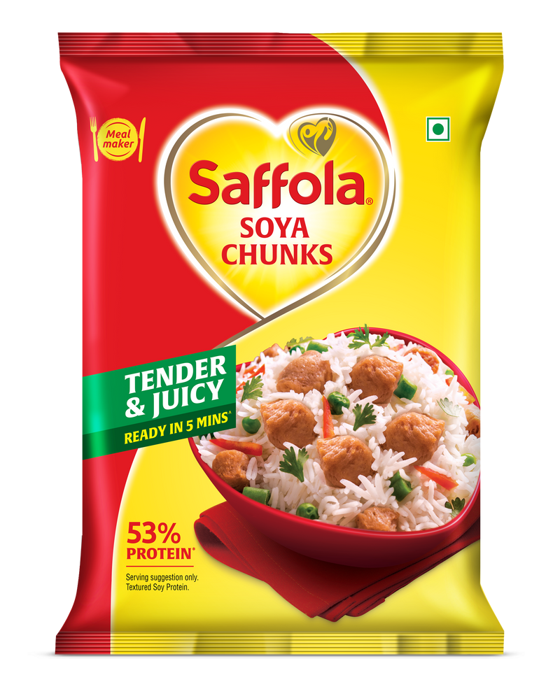 Saffola Soya Chunks, Tender & Juicy, 53% Protein, 1kg