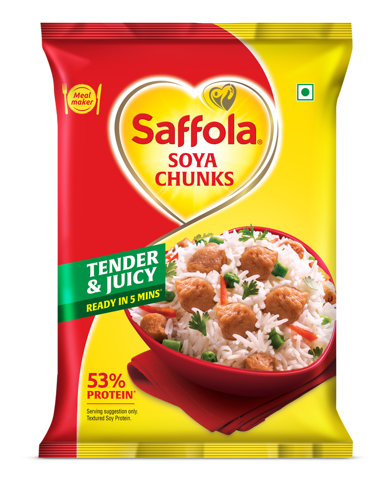 Saffola Soya Chunks,Tender & Juicy,53% Protein,400g