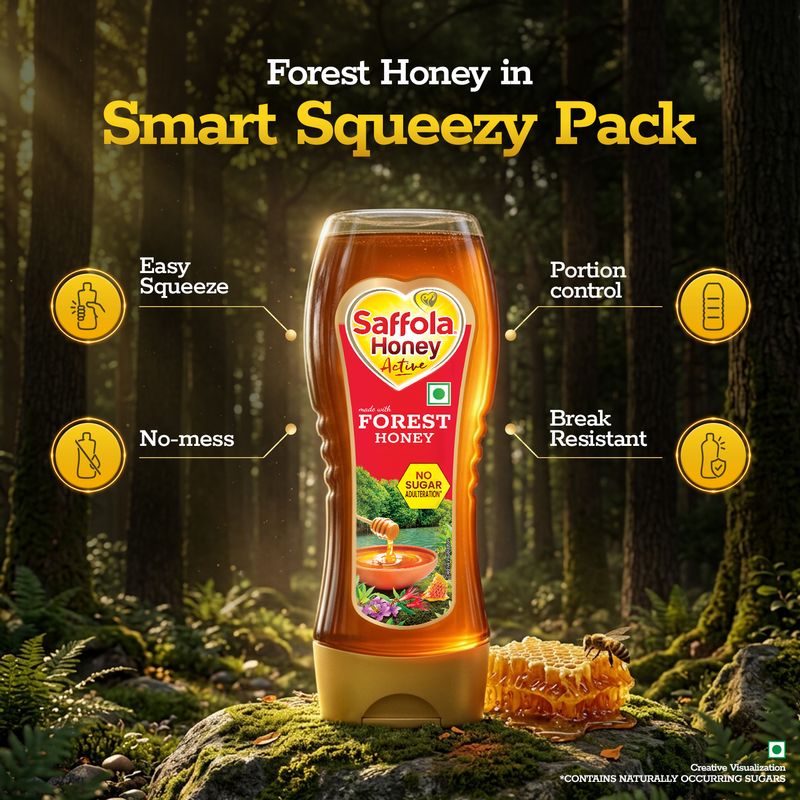 Saffola Honey Active, Made with Sundarban Forest Honey, No sugar adulteration, Natural Immunity booster, 350g