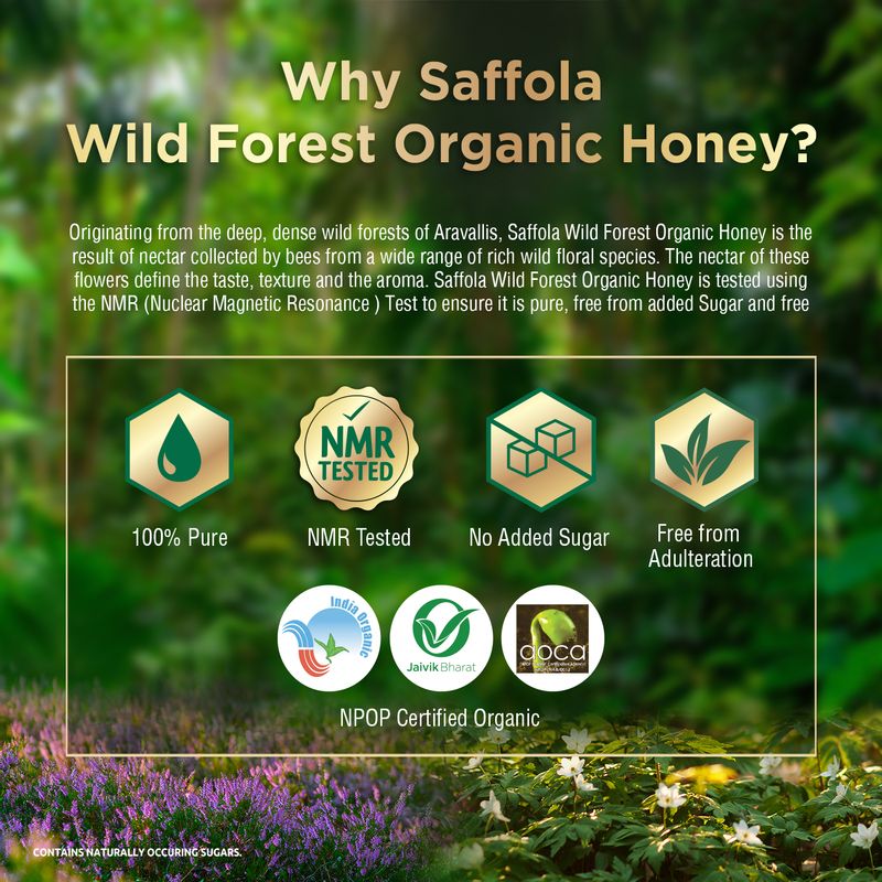Saffola Wild Forest Organic Honey 500g (Pack of 2) + Saffola Masala Oats, Classic Masala (Pack of 2)