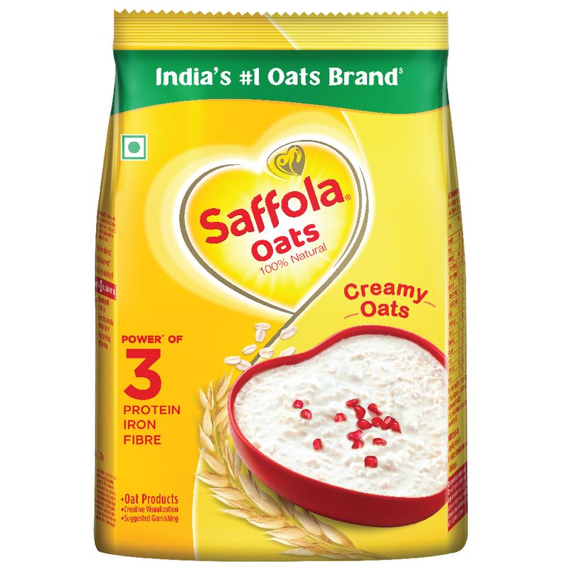 Saffola Oats | Rolled Oats | Delicious Creamy Oats | 100% Natural | High Protein & Fibre | Healthy Cereal | 1Kg with 300g Free