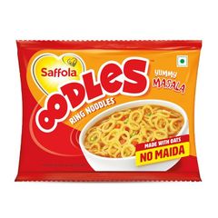 Saffola Oodles, Instant Noodles, Ring shape, Yummy Masala Flavour, No Maida, Whole Grain Oats, 53g pouch (1 serve)