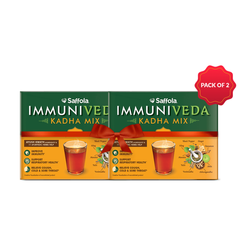 Saffola Immuniveda Kadha Mix- 80g (20 Sachets x 4g ) | Ayurvedic Immunity Booster Herbal Tea with Ayush Kwath (Pack of 2)