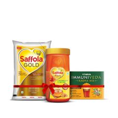 Saffola Gold 1lt + 100% Pure Honey 1Kg + Kadha 200g