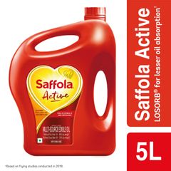 Saffola Active | Rich in Omega 3 & Oryzanol | Edible Oil - 5 L Jar