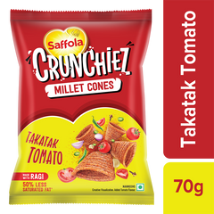 Saffola Crunchiez Millet Cones - Takatak Tomato, 70g