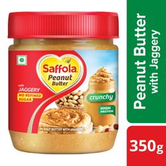 Saffola Peanut Butter with Jaggery Crunchy , 350 gm | High Protein Peanut Butter | Only Jaggery, No Refined Sugar