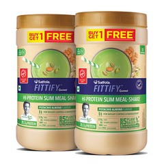 Saffola Fittify Hi Protein Slim Meal-Shake, Pista Almond, 420 gm (Buy 1 Get 1 Free)